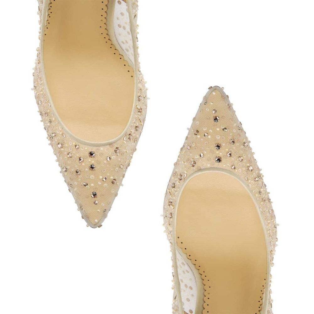 Elsa Nude Sequin & Crystal Embellished Sparkly Nude Heels