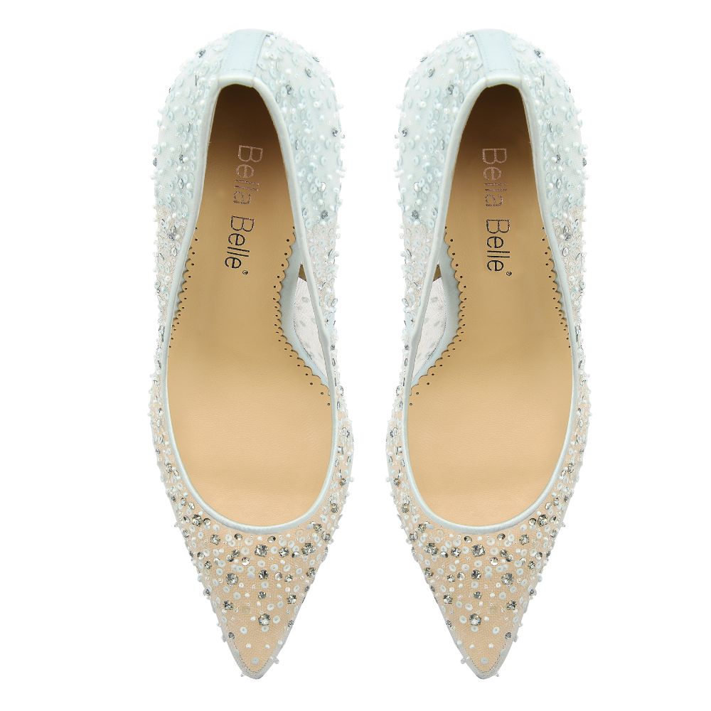 Elsa Cinderella Blue Sequin Pumps - Wedding or Evening Wear