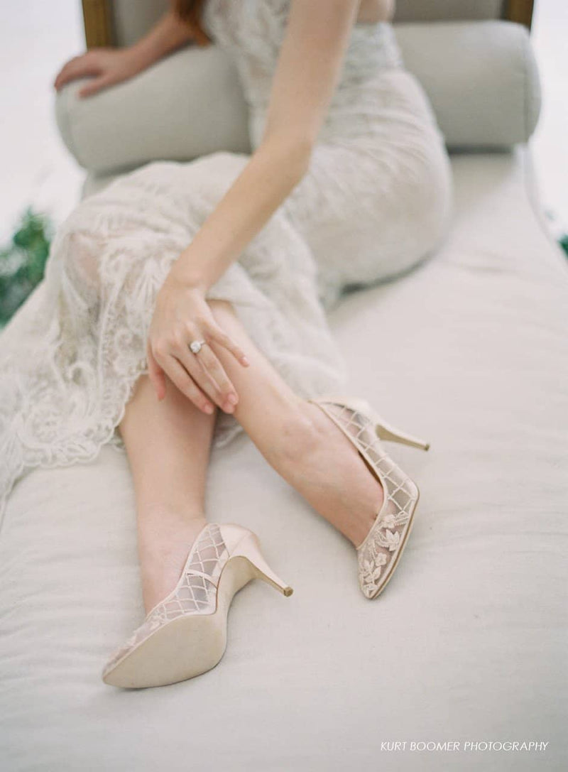 ivory embellished shoes
