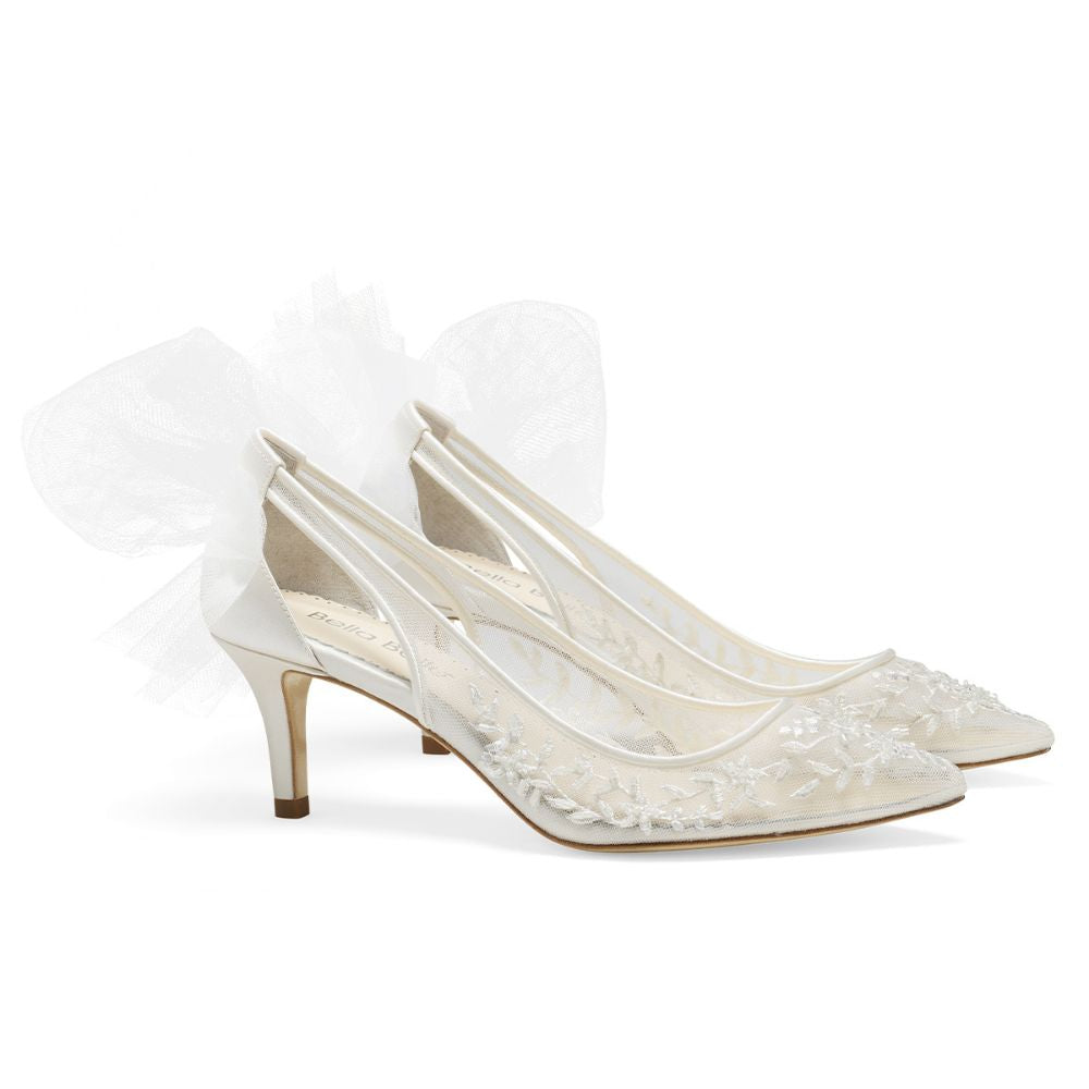 Buy Pumps Kitten Heel Elegant Wedding Shoes Satin Lace Bridesmaid Shoes  White With Rhinestones 1121170311F - Ricici.com