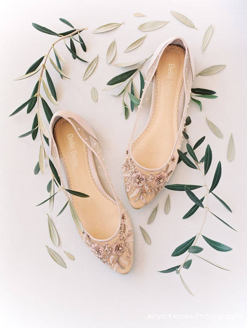 blush bridal flats