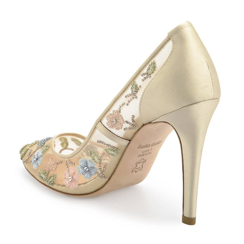 Chloe Floral Embroirdered Pumps Nude 