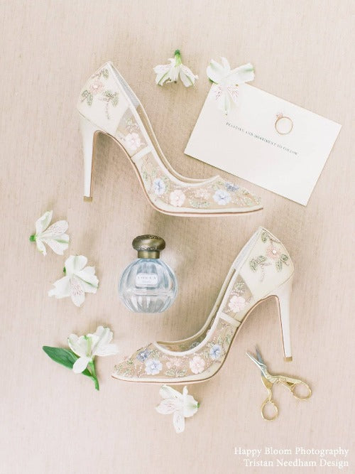 flower embellished heels