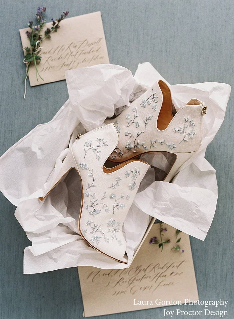 Peony Blue Booties Chic Vintage Wedding 