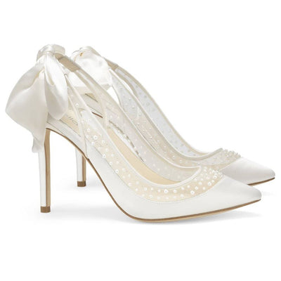 Gabrielle Bridal Shoes With Pearls - Slingback Pumps