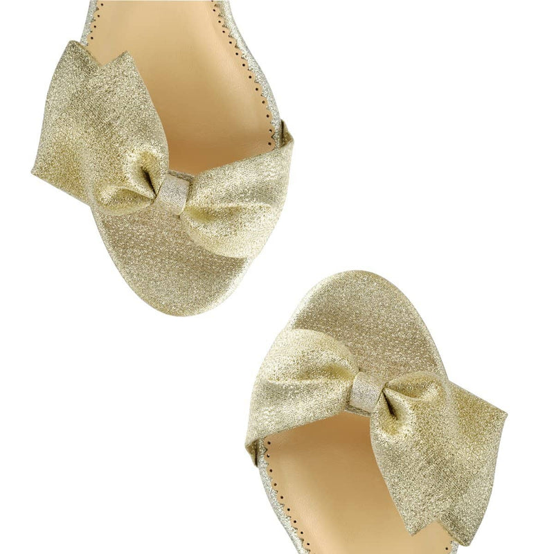 gold bow shoes