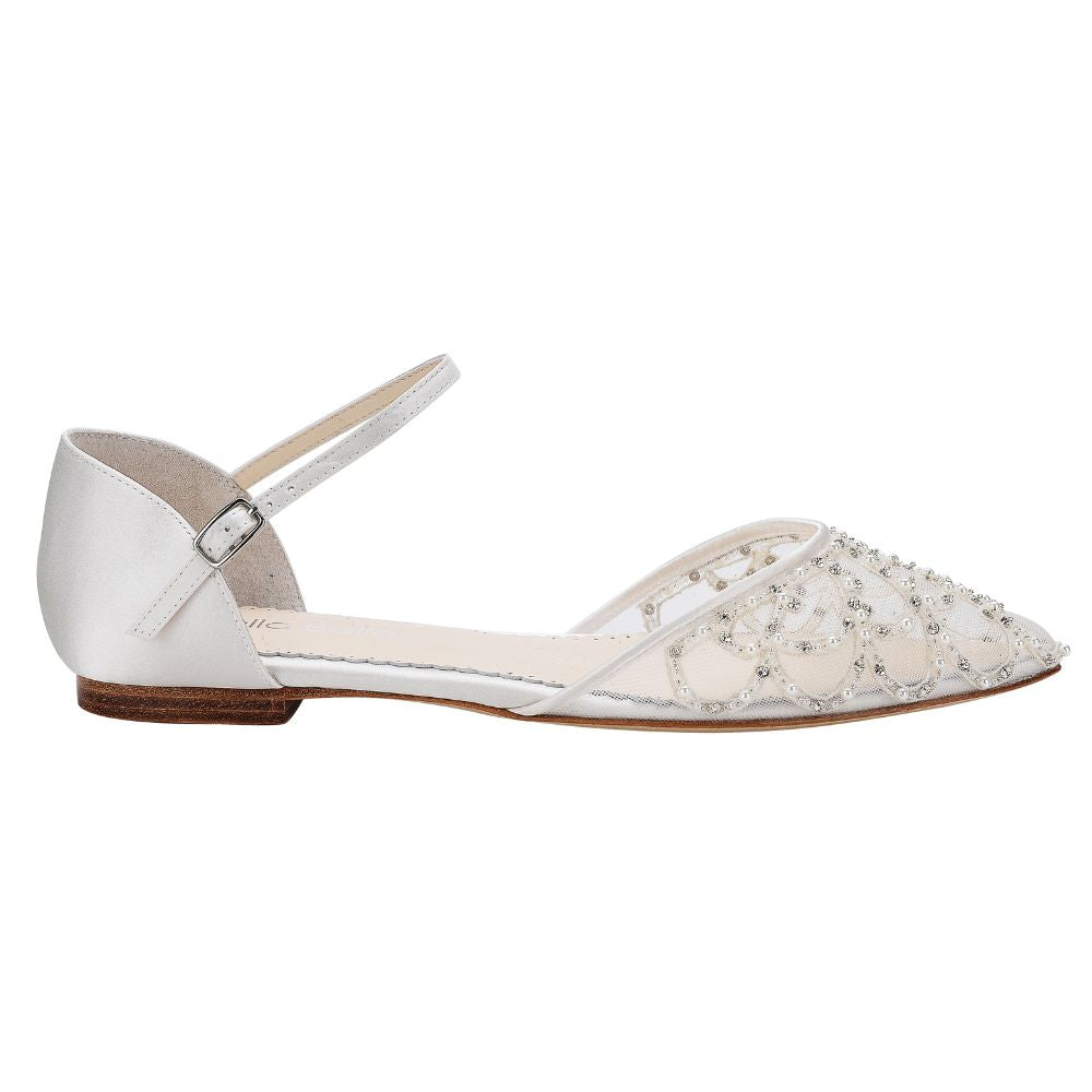 Ines Art Deco Ivory Pearl Beaded Flats for Brides