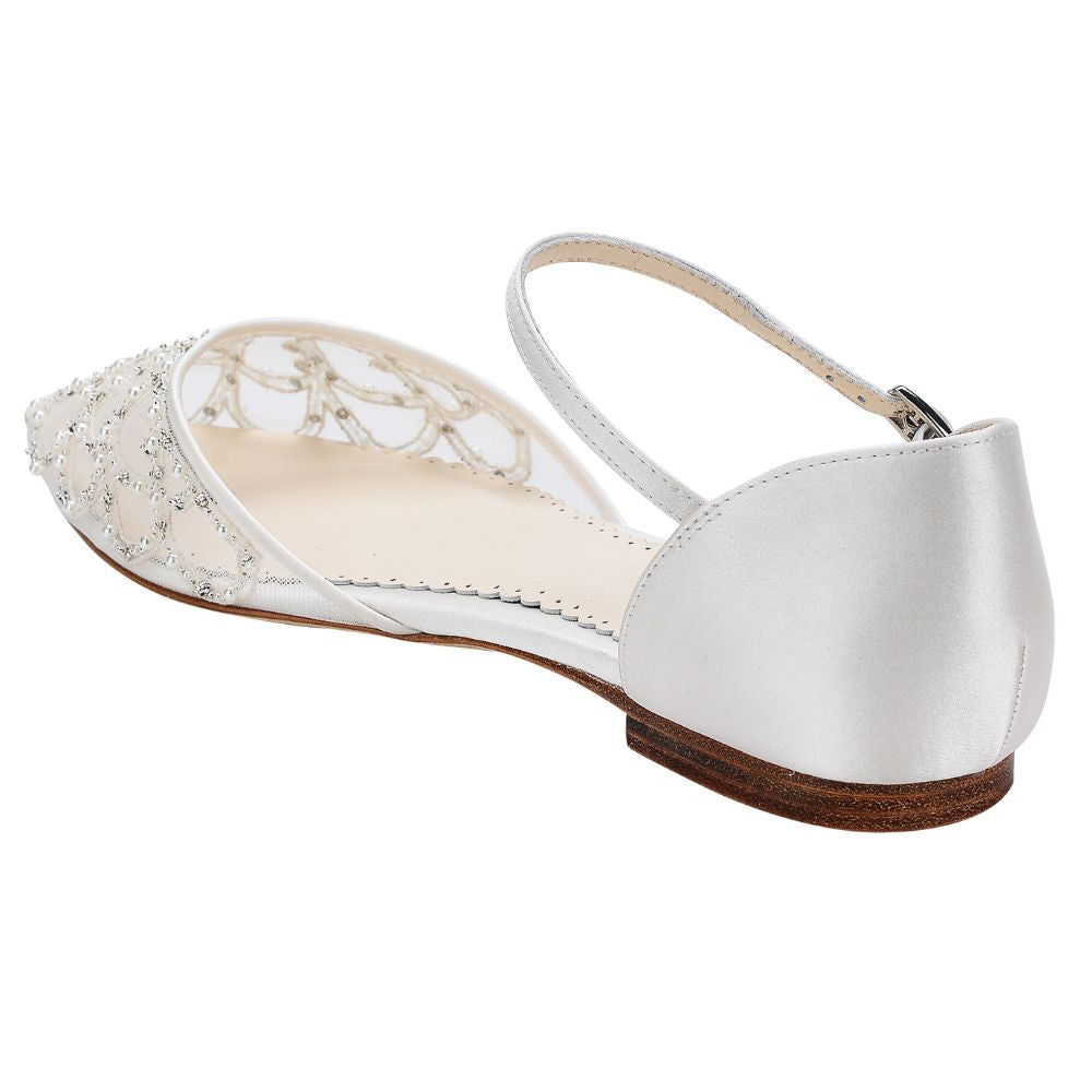 Ines Art Deco Ivory Pearl Beaded Flats for Brides