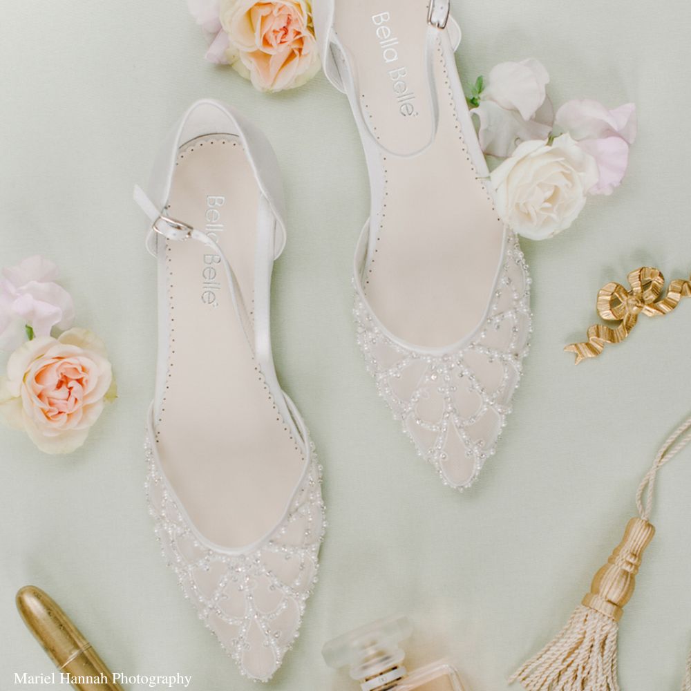 Ines Art Deco Ivory Pearl Beaded Flats for Brides