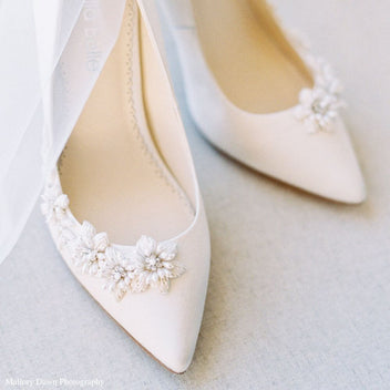 Jasmine Closed Toe Pearl Wedding Shoes | Bella Belle