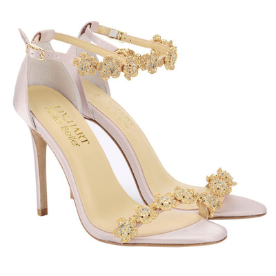 Mariee Light Pink Wedding Shoes With Bows and Crystals