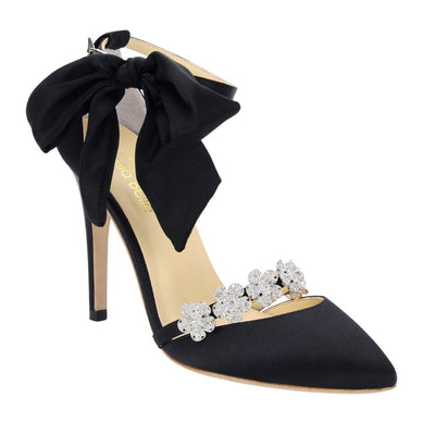 Interchangeable Strap 4 in 1 Ankle Strap Black Crystal Heels