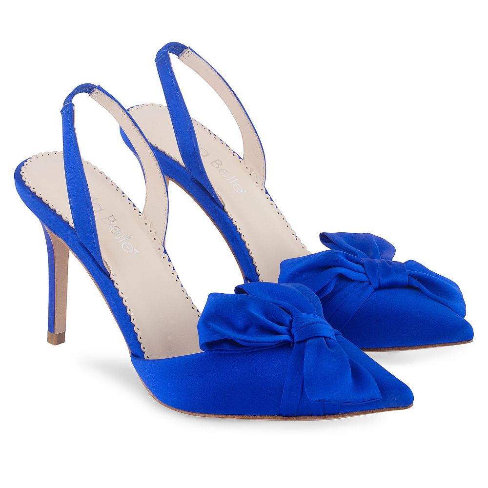 Royal Blue Slingback Heels with Asymmetrical Bow