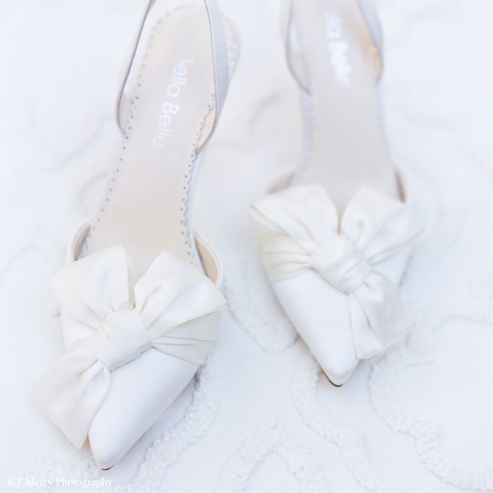 Pointed Toe Wedding Slingback Heels with Bow | Bella Belle