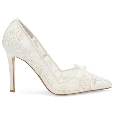 White Flower Wedding Shoes, Sophia Ivory | Bella Belle