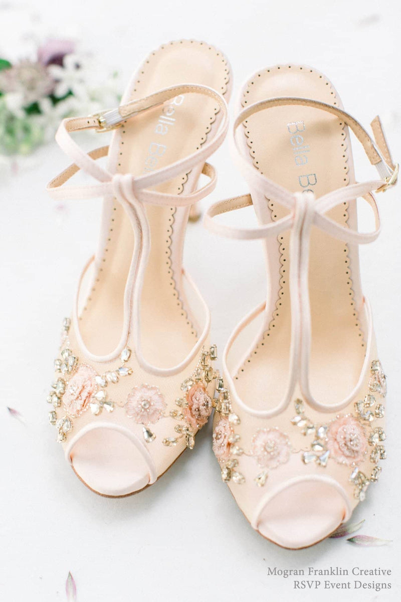 blush bridal heels