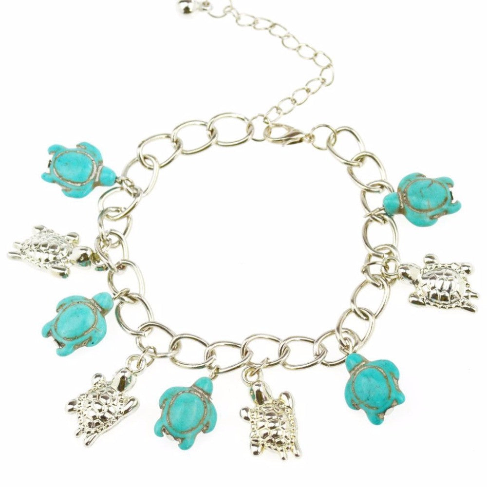 Turquoise Turtle Charm Bracelet