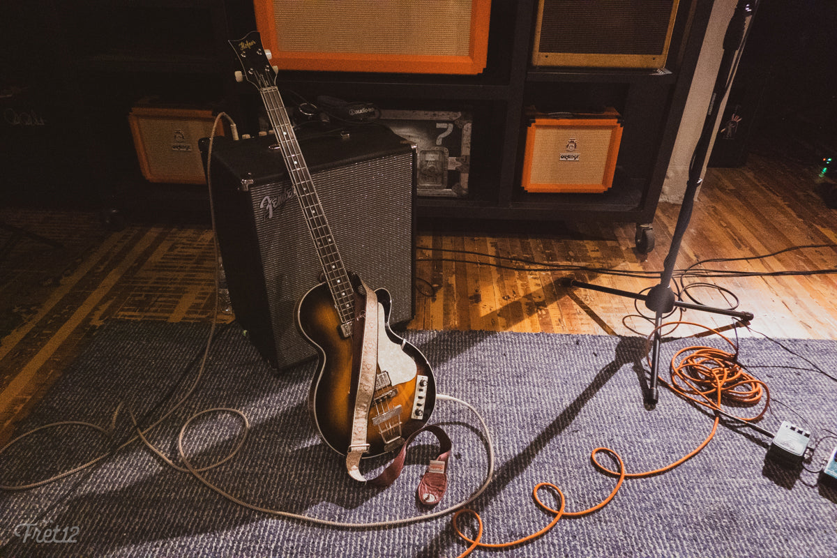 Chace Wall's Sunburst Hofner Bass Guitar.