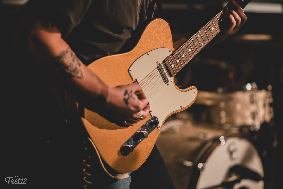 Cody Palmer's gold Fender JV Modified Telecaster.