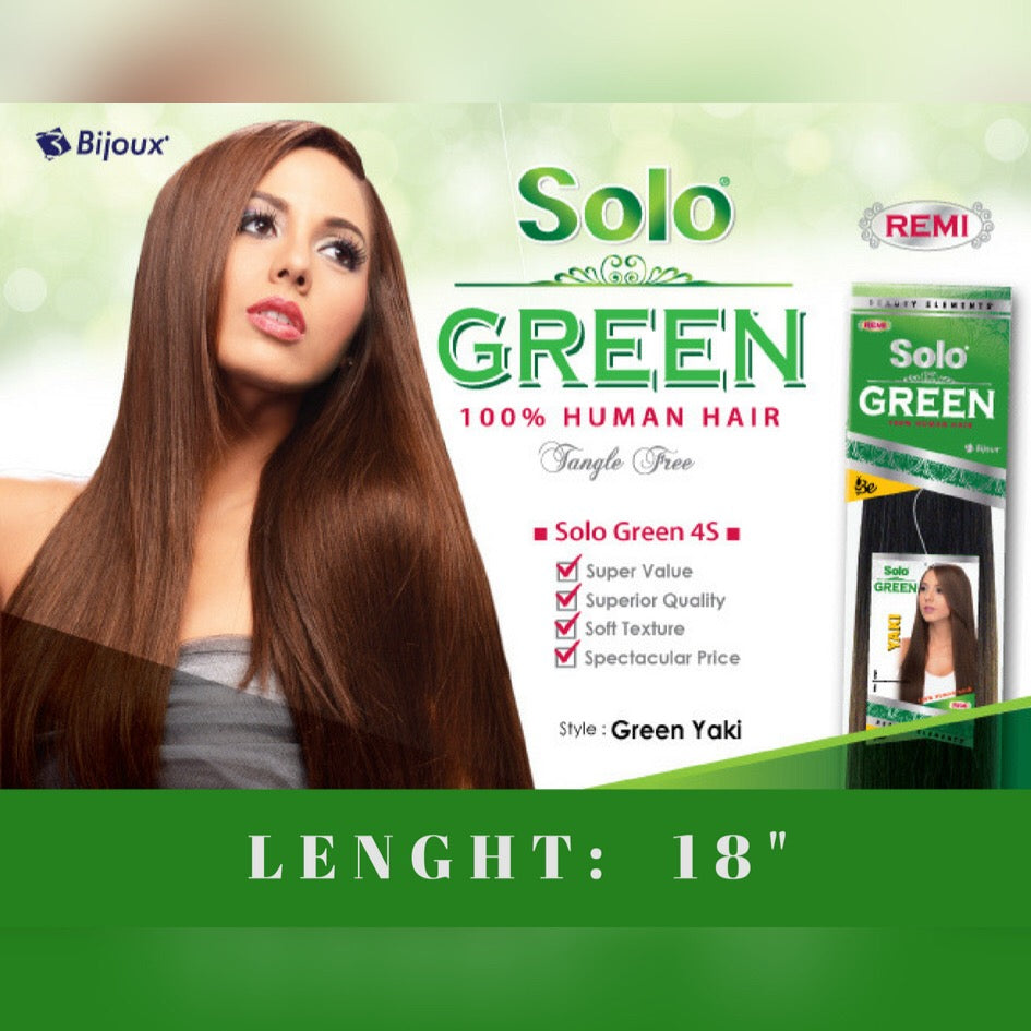 SOLO GREEN REMI 100% HUMAN HAIR YAKI STRAIGHT 18" – WIGS & HAIR EXTENSIONS