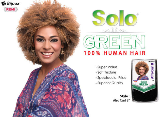 compromis Trekker bruiloft SOLO GREEN REMI 100% HUMAN HAIR AFRO CURL 8" https://www.alogorgeous.c –  WIGS & HAIR EXTENSIONS