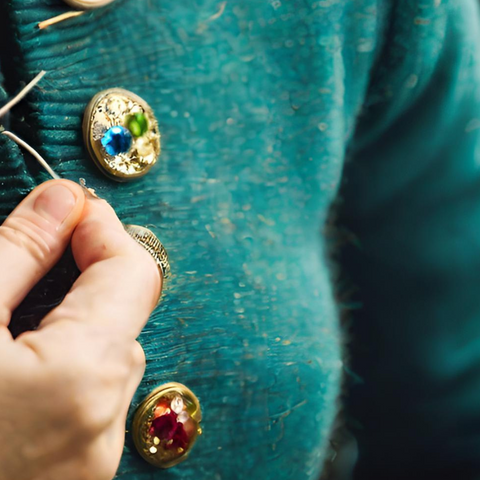 How to sew button jewels on cardigan