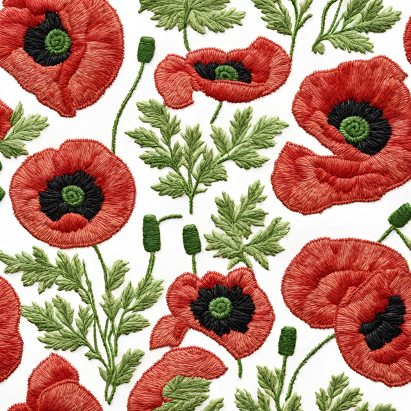 poppy embroidery accents