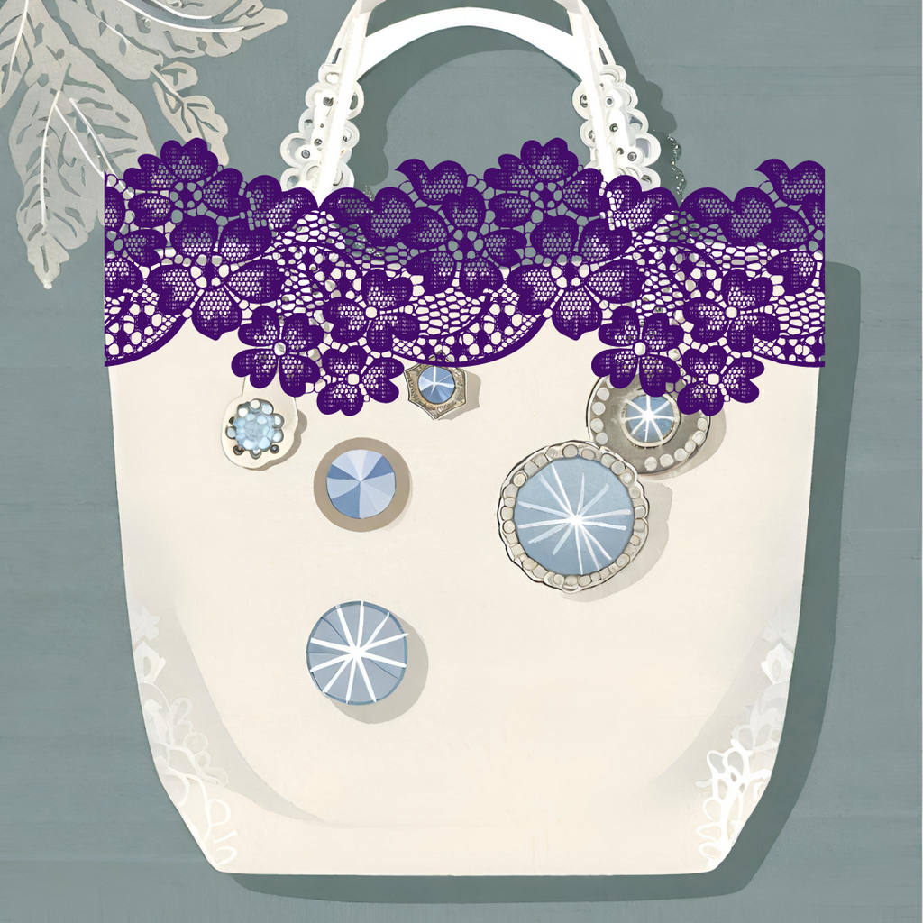 sparkling buttons on a bag