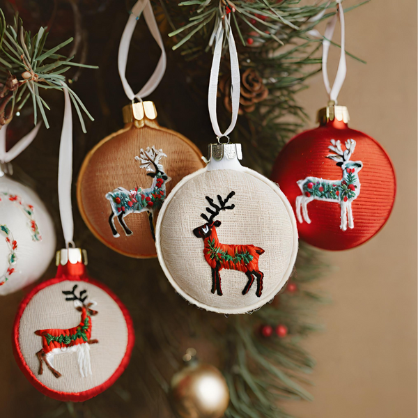 Hand-Embroidered Christmas Ornaments