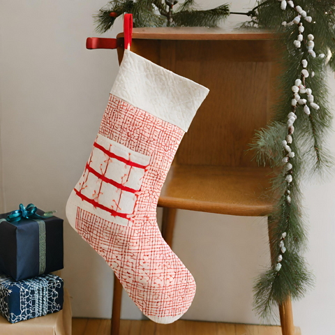 Sashiko-Inspired Christmas Stocking