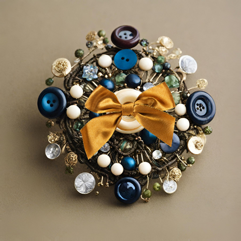 Bow Brooch with Fancy Buttons