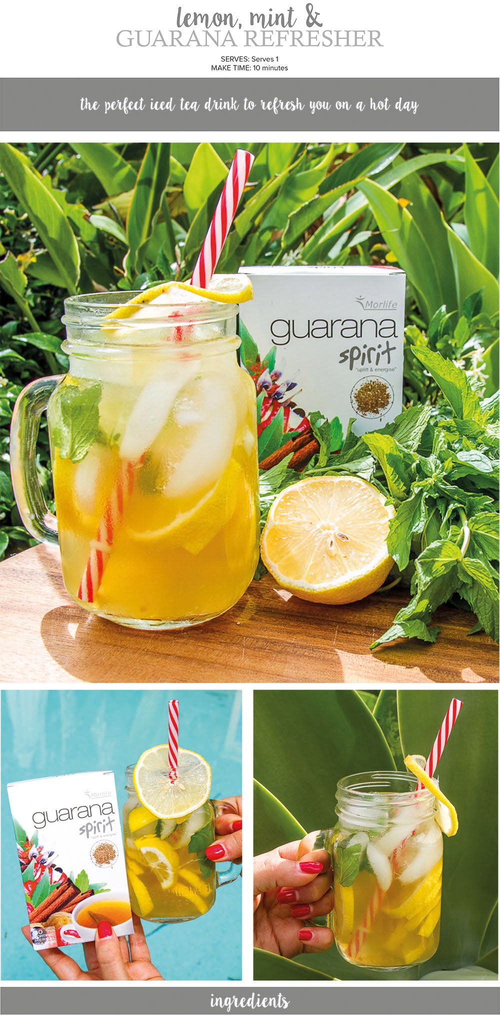 Lemon, mint guarana iced tea recipe