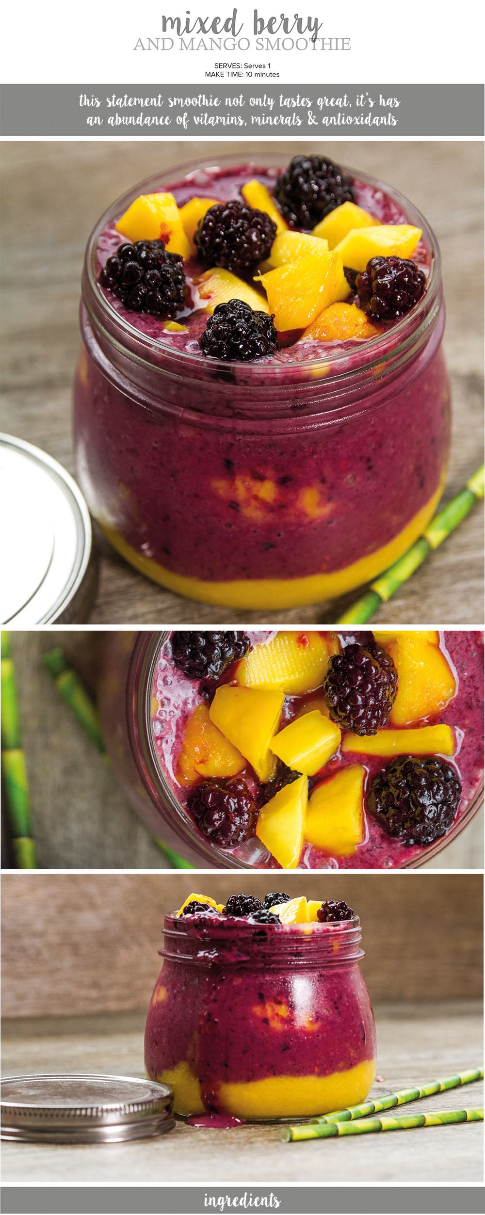 Mixed berry and mango smoothie recipe