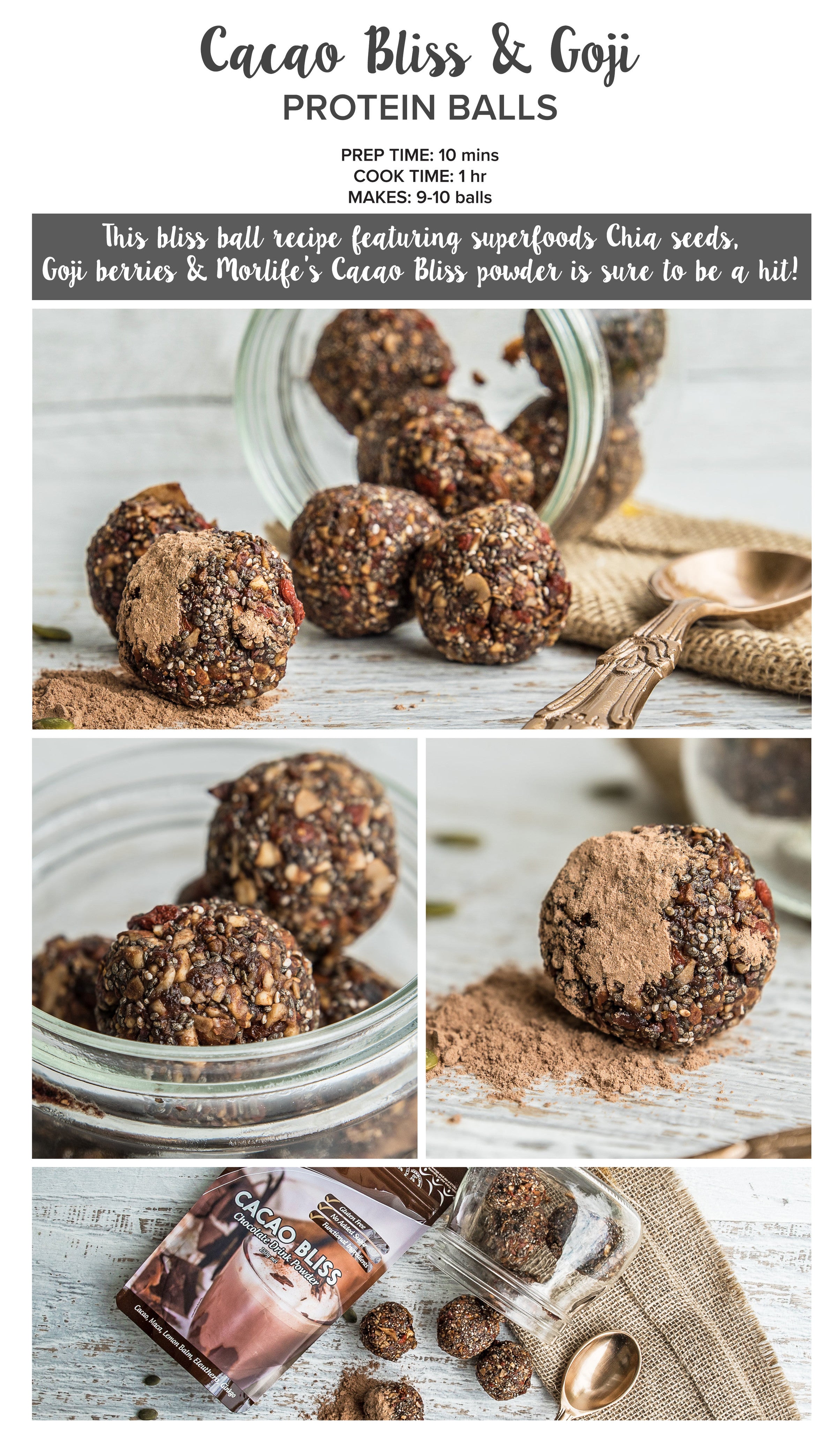 cacao bliss goji protein balls