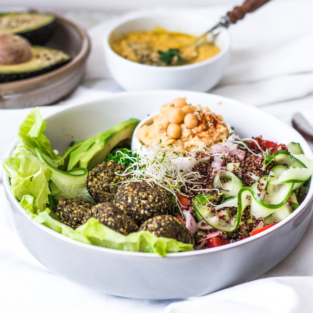 Gluten free Tabbouleh Salad with Hemp Falafels recipe