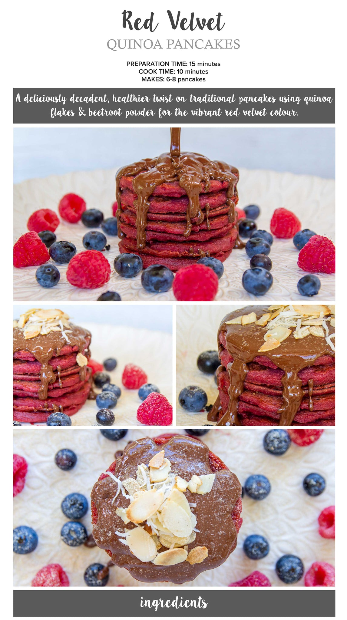 Red velvet quinoa pancakes