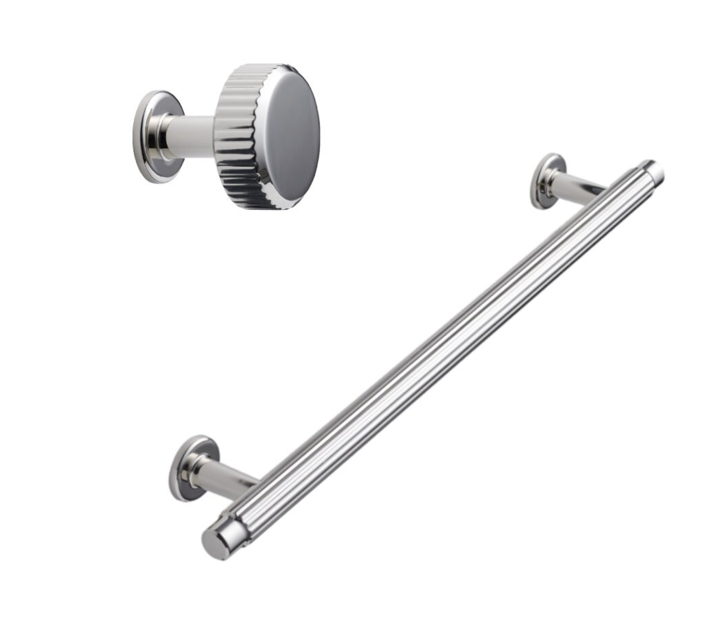 Polished Nickel "Villa" Cabinet Knobs and Pulls | Fluted Cabinet Hardware