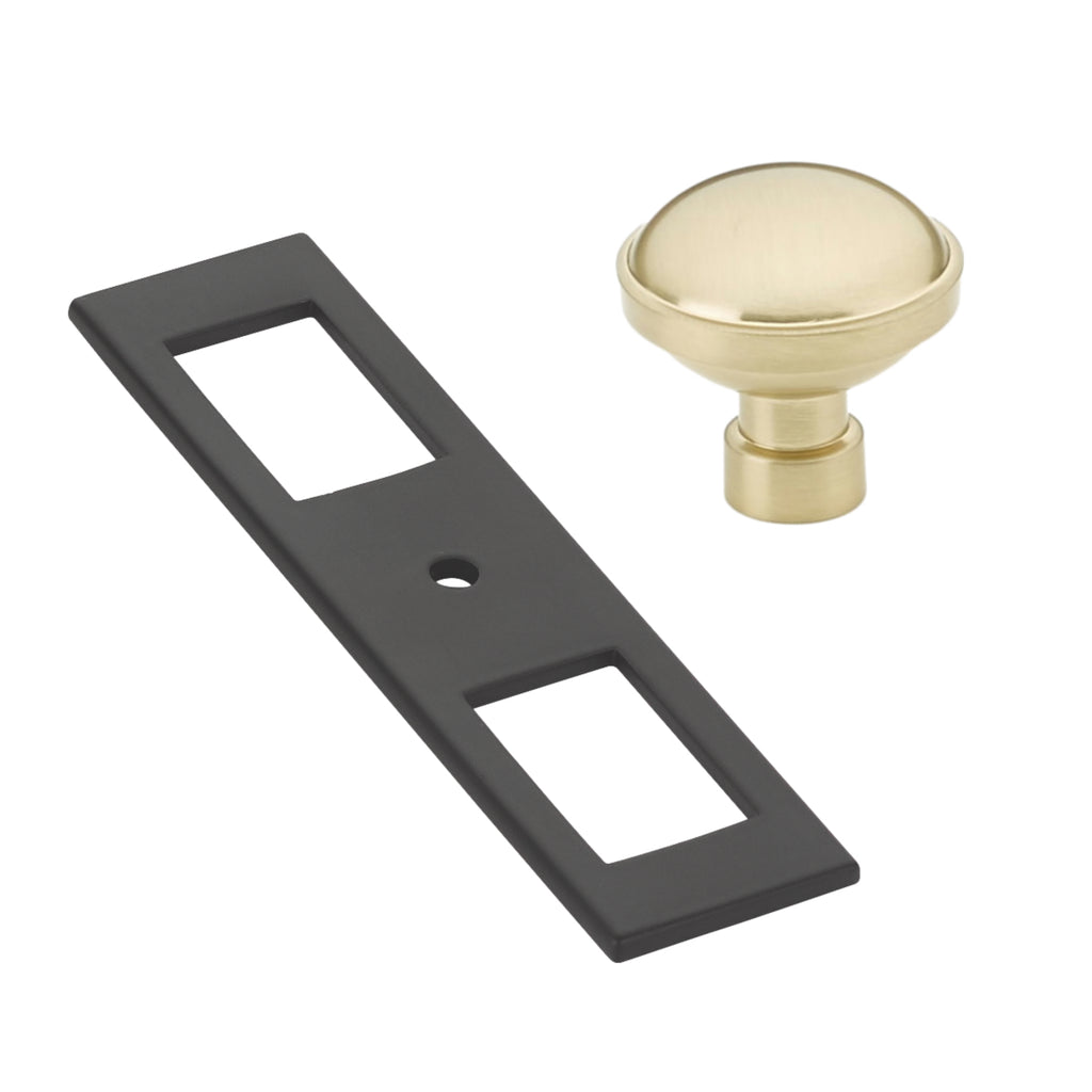 khtumeware 5 Pack 5 inch (128 mm) Center to Center Champagne Bronze Cabinet  Pull Backplate with Base Plate Zinc Satin Brass Kitchen Cabinet Handles