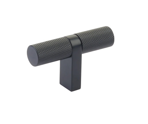 KNURLED SELECT T-BAR MATTE BLACK CABINET KNOBS AND DRAWER PULLS