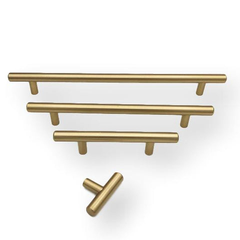 Champagne bronze knobs and t-bar drawer pulls