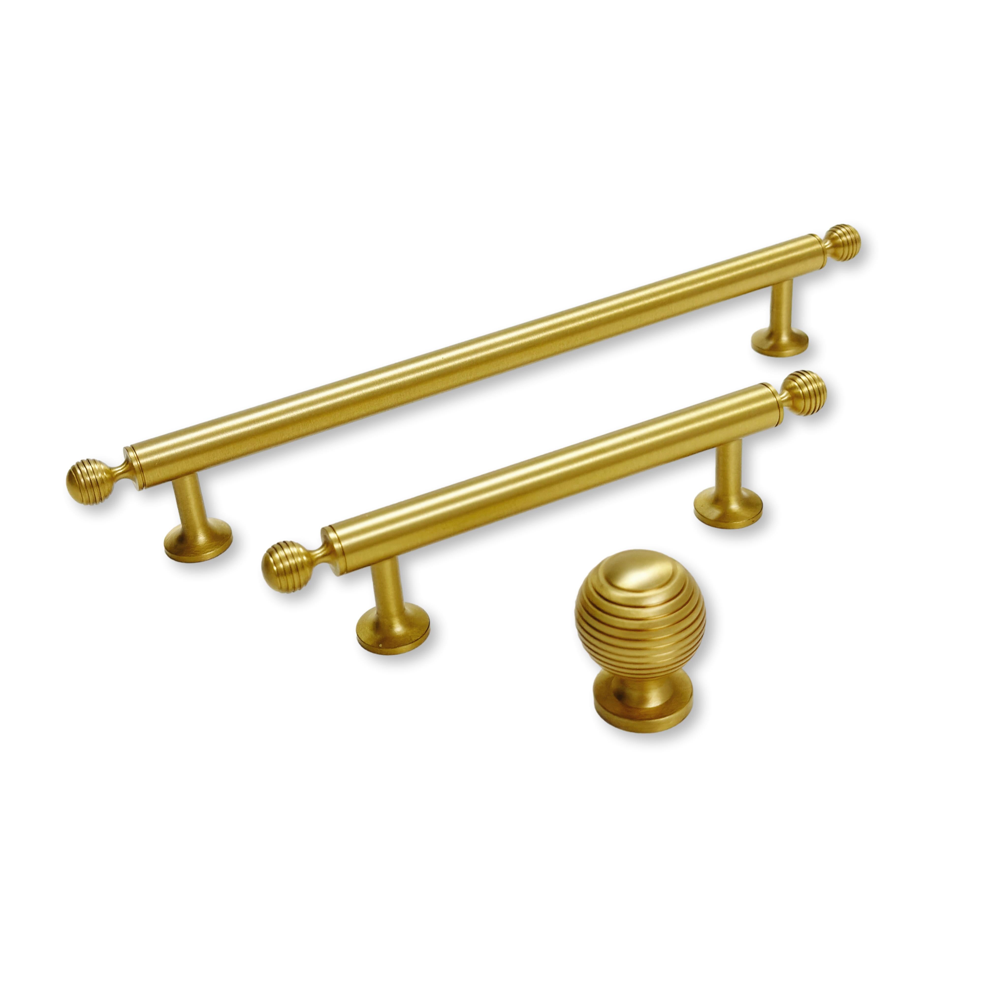 Satin Brass Sweet Beehive Cabinet Knob and Drawer Pulls