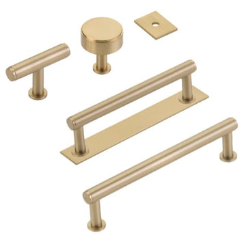 Brass Knurled Cabinet Pull with Backplate