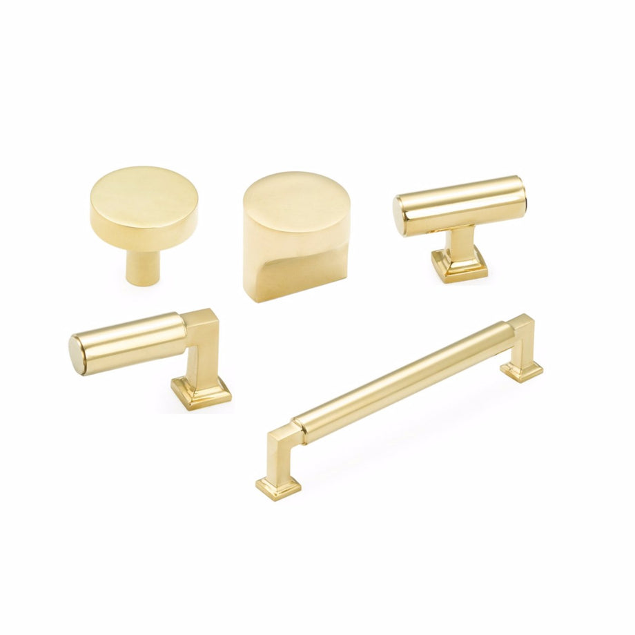 Satin Brass Edge Summer Tab Drawer Pulls