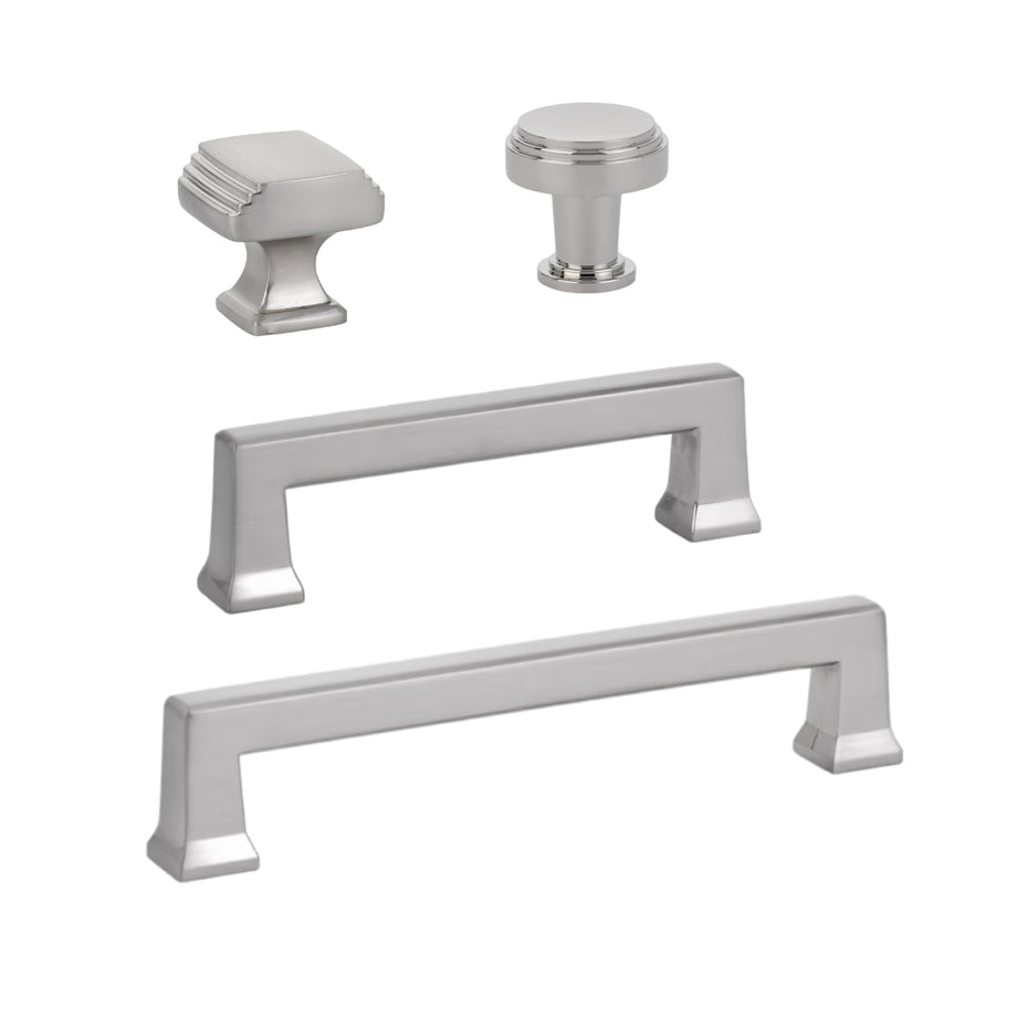 Polished Nickel Deco Cabinet Knobs and Drawer Pulls – Forge Hardware  Studio