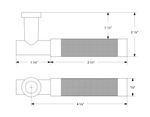 T-Bar Knurled SELECT Satin Brass Door Lever w/Modern Rosette - Brass Cabinet Hardware 