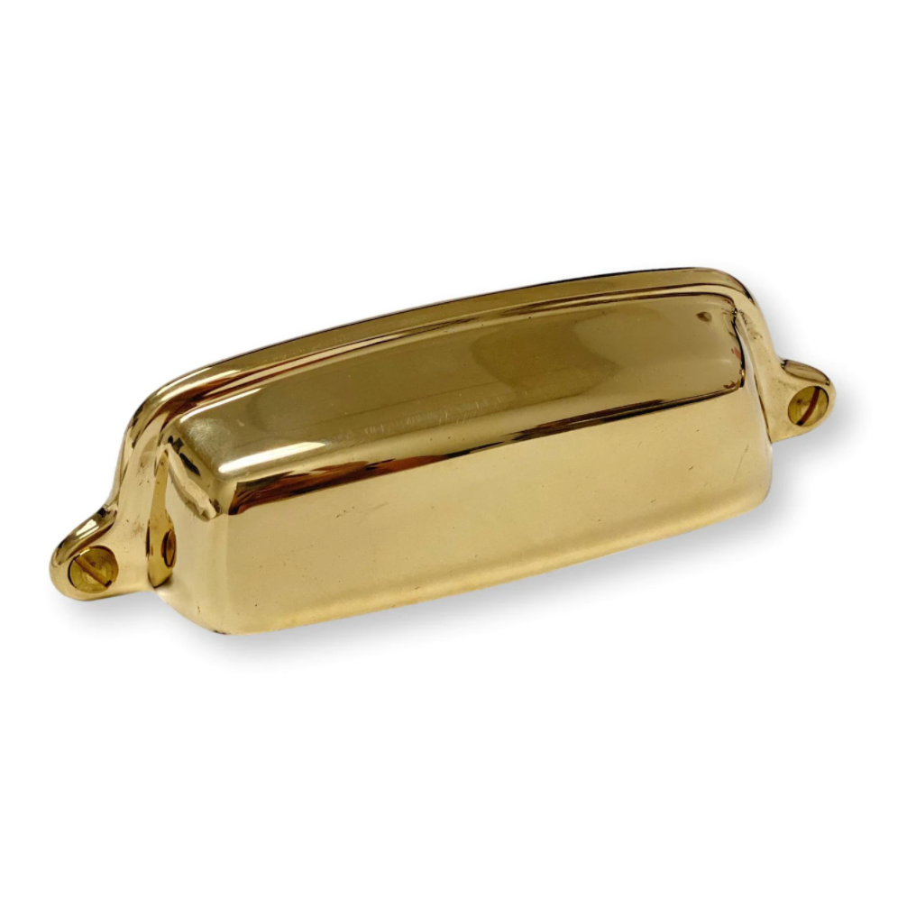 3 Front Mount Hoosier Bin Pull Polished and Lacquered Solid Brass - D.  Lawless Hardware
