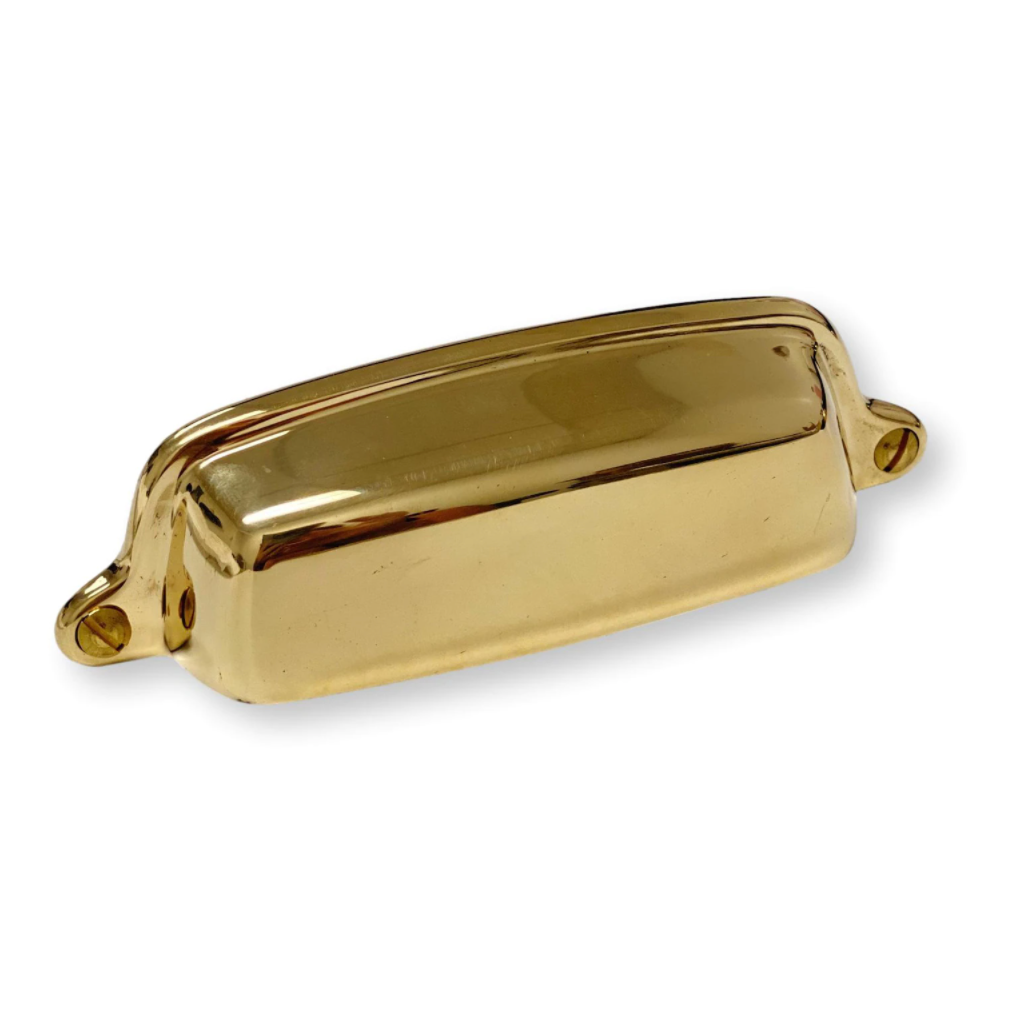 Aged Brass Ridged Sunrise Cup Handle — Ottone Hardware