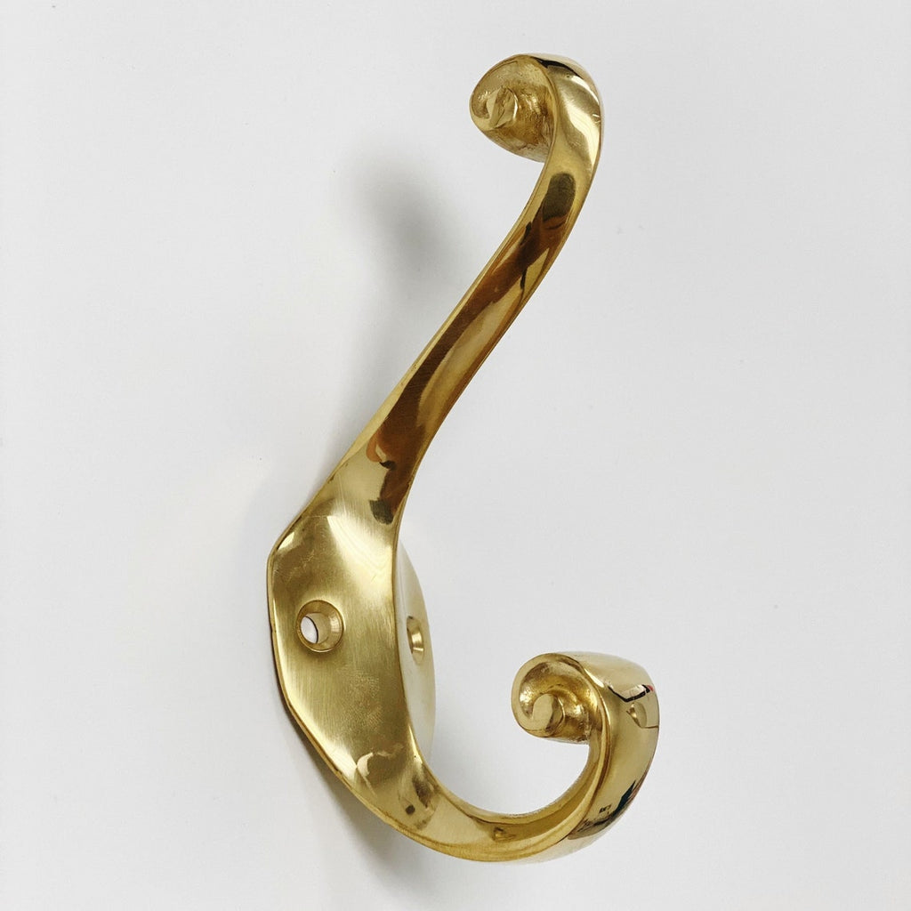 Polished Unlacquered Brass heritage Wall Hook, Brass Wall Coat