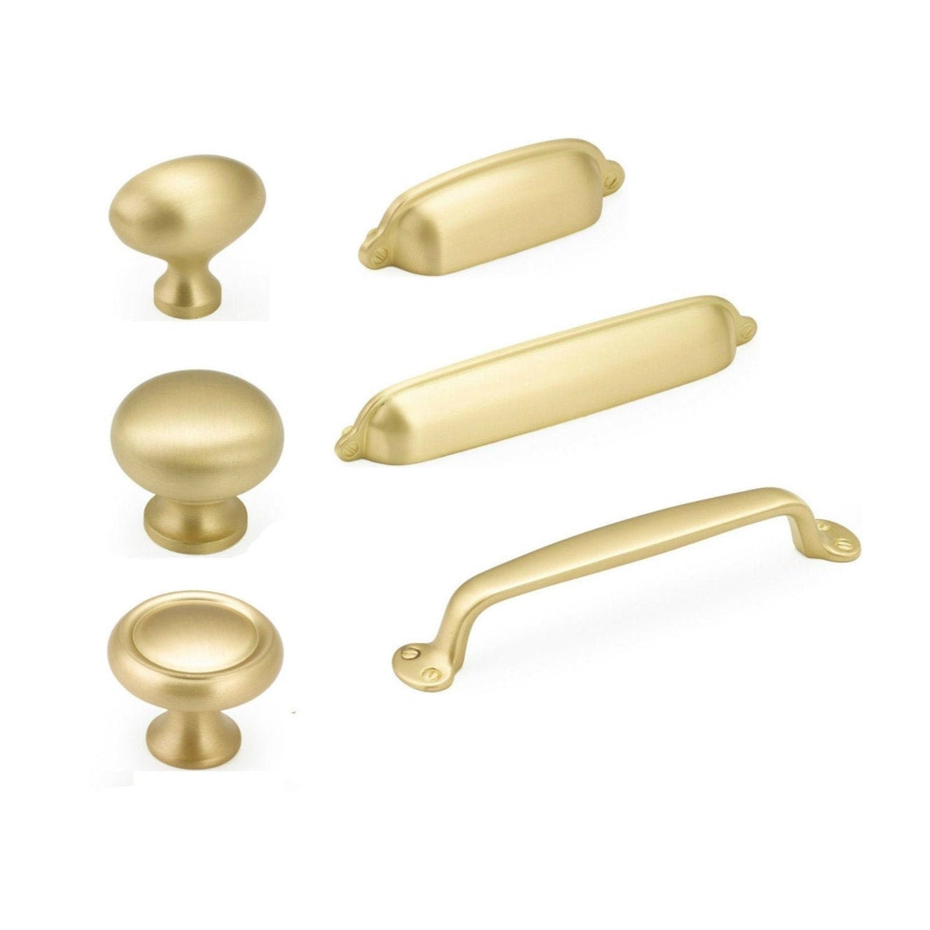 Brushed Satin Brass Kitchen Cupboard Handles Knobs Pulls Cup D Bow