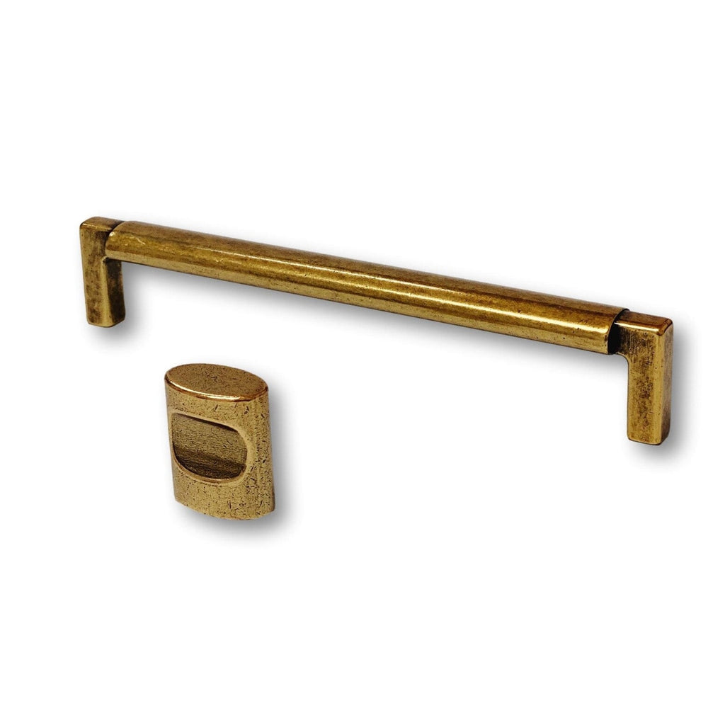 Mission Drawer Pull Capri in Antique Brass - Brass Cabinet